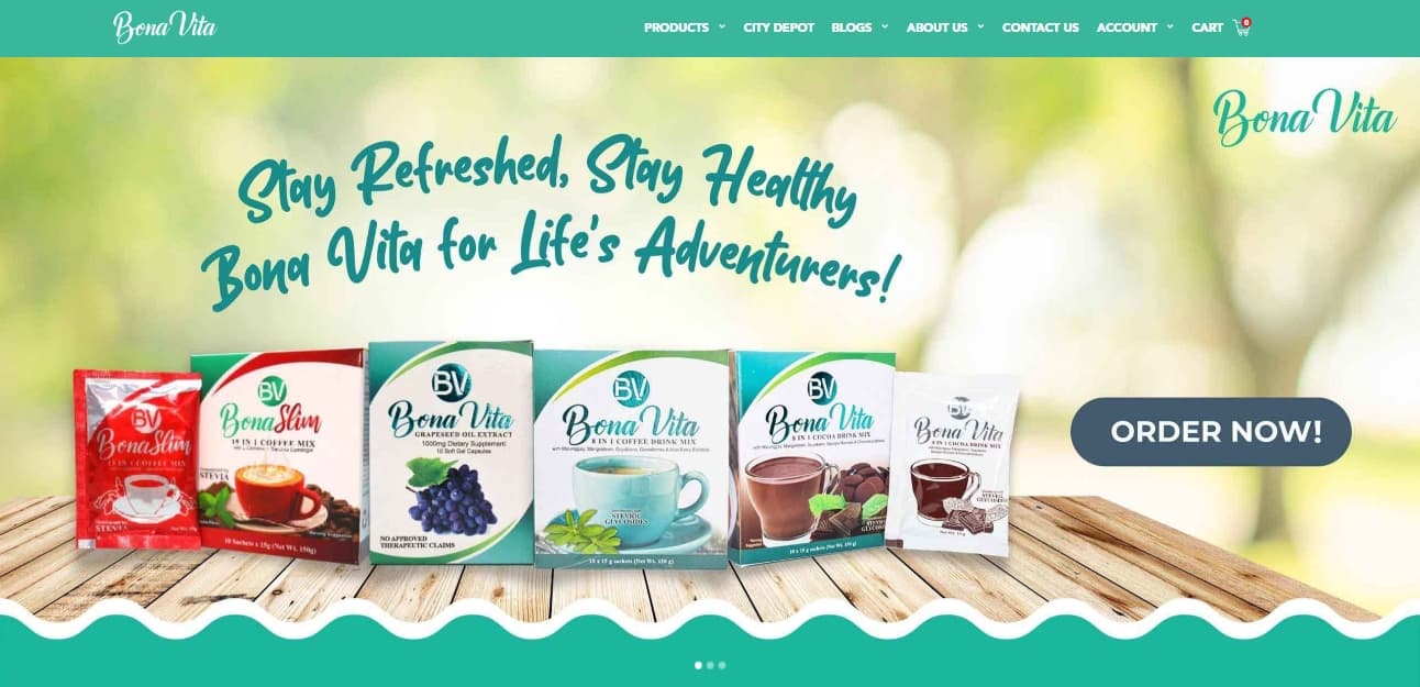 Screenshot of the Bonavita website homepage
