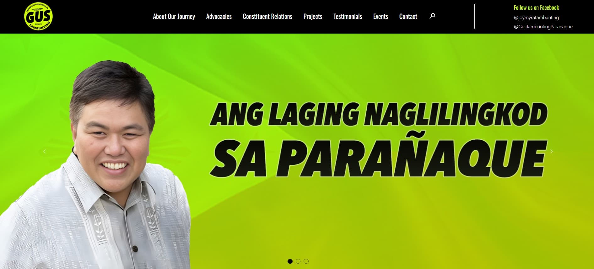 Screenshot of the Gus Tambunting — Official Website website homepage