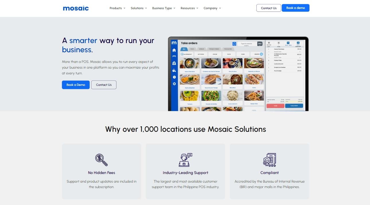 Screenshot of the Mosaic Solution website homepage