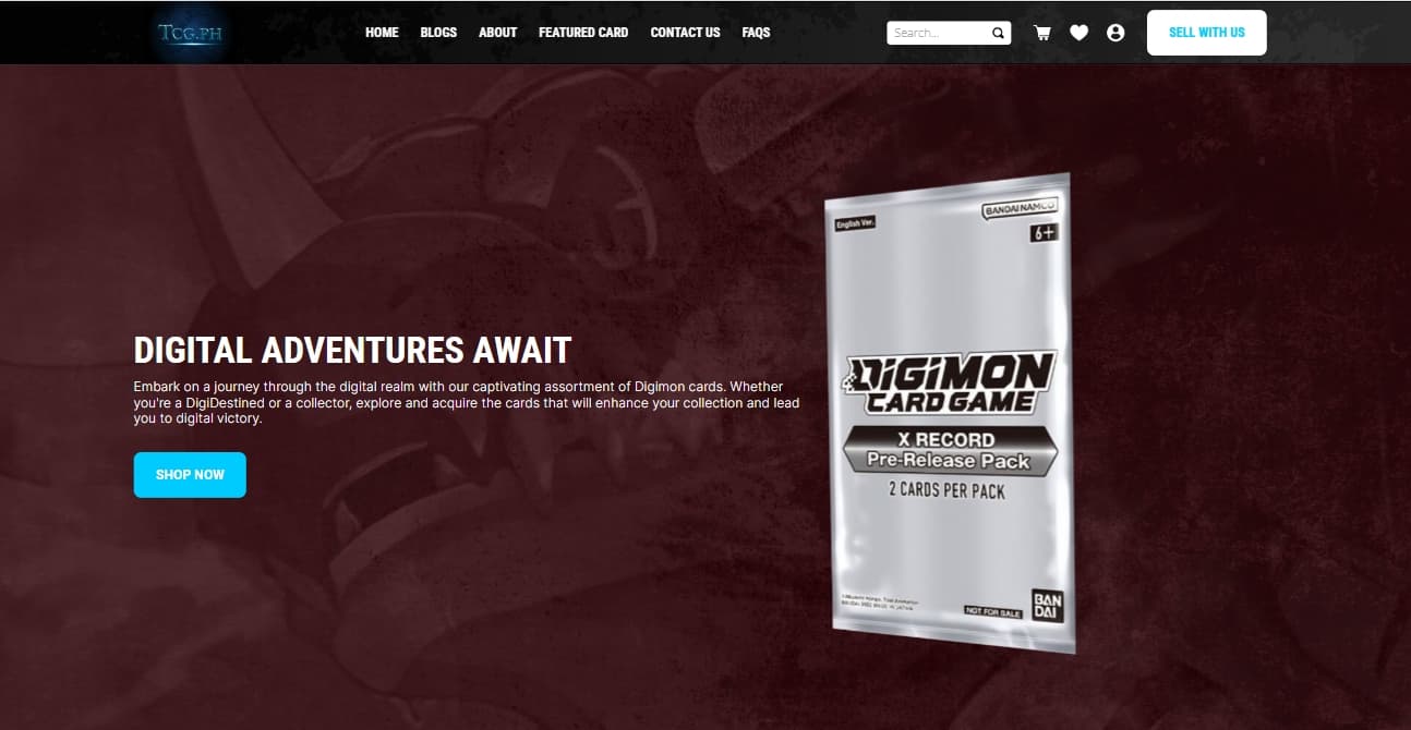 Screenshot of the TCG website homepage
